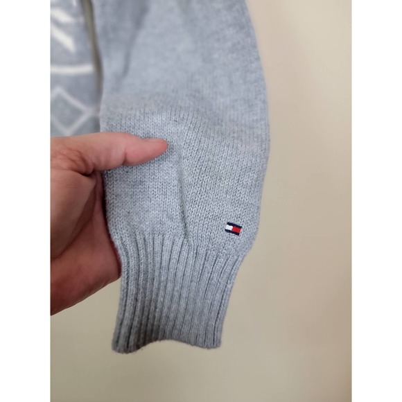 Tommy Hilfiger Boys Size Large 16/18 1/4 Zip up Winter Snowflake Sweater Gray - Picture 2 of 5